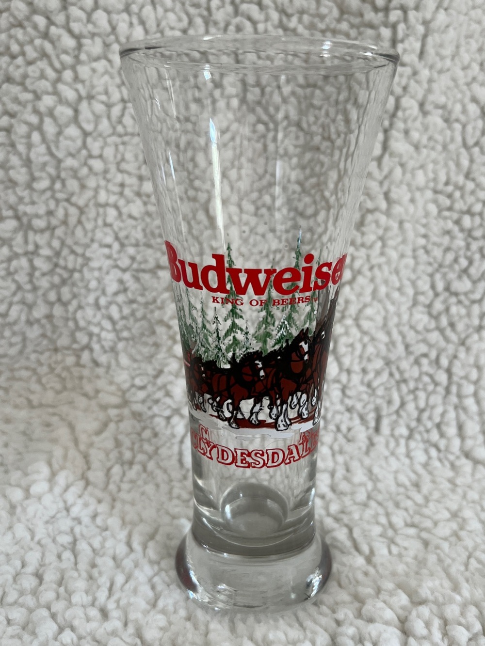 Vintage Budweiser Clydesdale Christmas Pilsner Beer Glass, 1989